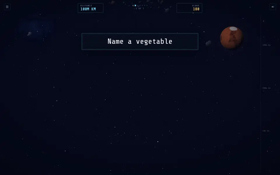 A prompt on the big screen during a class mission: Name a vegetable